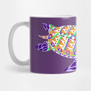 purple kawaii mexican caribbean carey turtle tortoise in ecopop floral wallpaper Mug